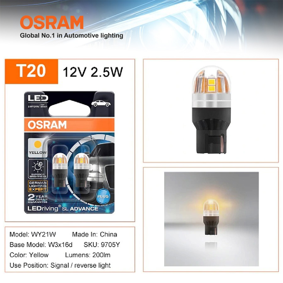 Combo 2 Bóng Đèn Led Tín Hiệu AUX OSRAM T20 12V - Nhập Khẩu Chính Hãng