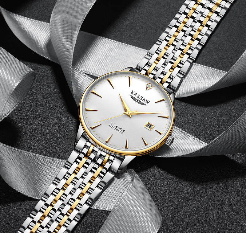 Đồng hồ nam chính hãng KASSAW K865-3 chống nước,chống xước,kính sapphire ,mặt trắng dây da xịn ,hàng mới 100% ,Đồng hồ cơ  ,Thiết kế đơn giản và sang trọng