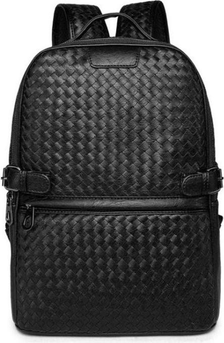 Unisex Fashion Backpack Leather Woven student Laptop Bag