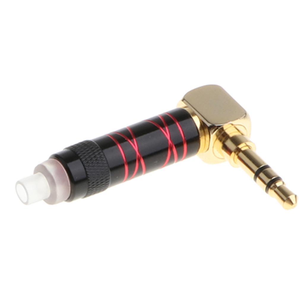 2-6pack 3.5mm Right Angle Male Plug Gold Plated Solder Connector for Phone Red