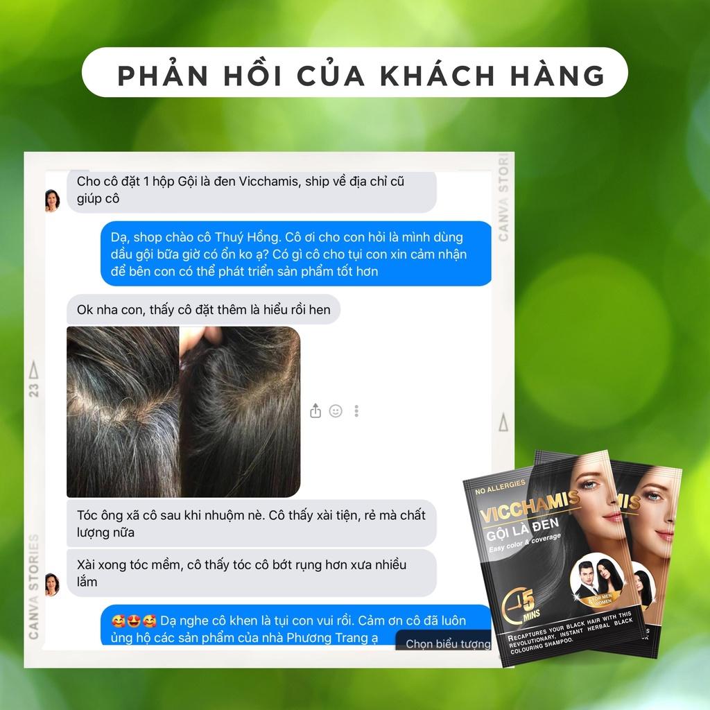Dầu gội phủ tóc bạc giúp tóc đen tự nhiên, kích mọc tóc nhanh, giảm rụng tóc VICCHAMIS gói lẻ