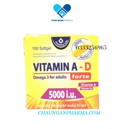 Viên Uống Vitamin A D Bổ Sung Vitamin Giảm Nguy Cơ Khô Mắt Mỏi Mắt Còi Xương Hỗ Trợ Đẹp Da Hộp 100 Viên