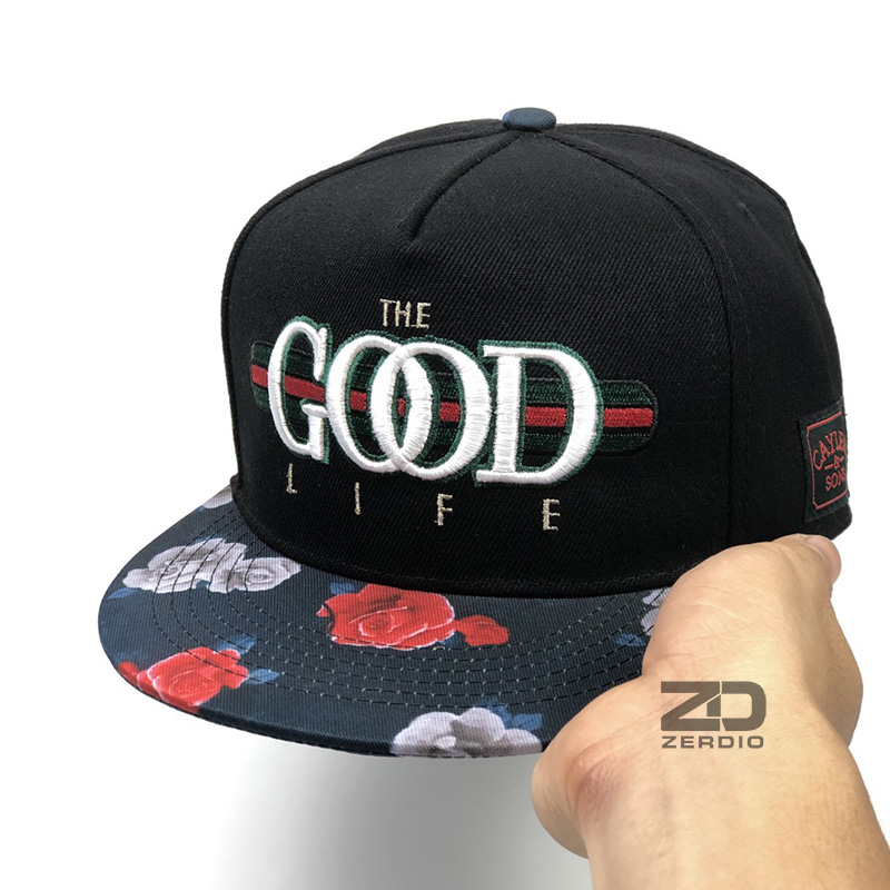 Mũ hiphop, Nón Snapback nam nữ GOOD ROSE SN62 màu đen vải kaki cao cấp