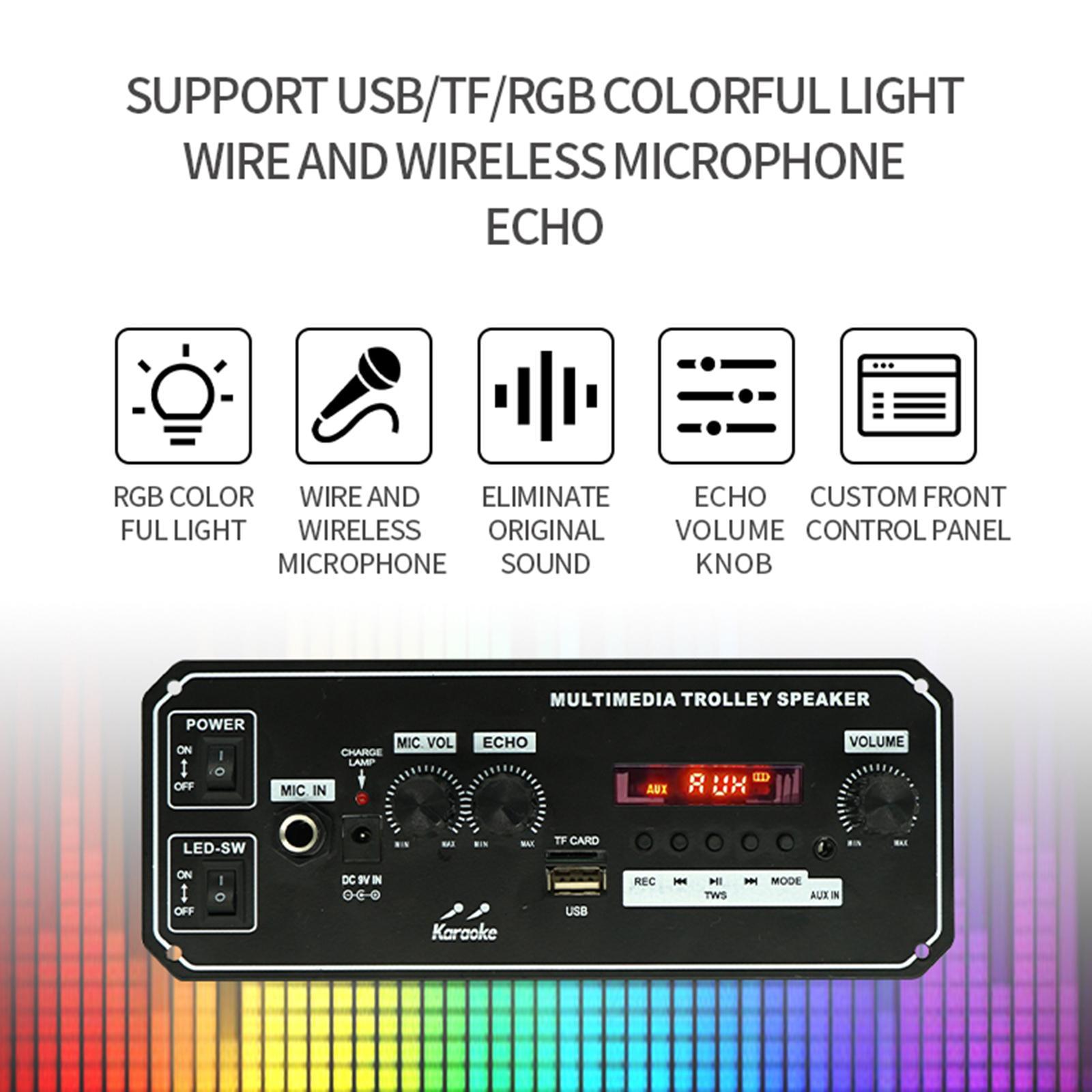Bluetooth MP3 Decoding Board Audio Receiver Module for Speaker 2x10W 7.4V RGB Light Lossless Support TF/USB/AUX/Mic/FM Audio Amplifier Board