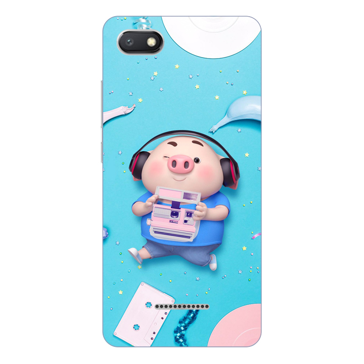 Ốp lưng điện thoại Xiaomi Redmi 6A hình Heo Con Nghe Nhạc