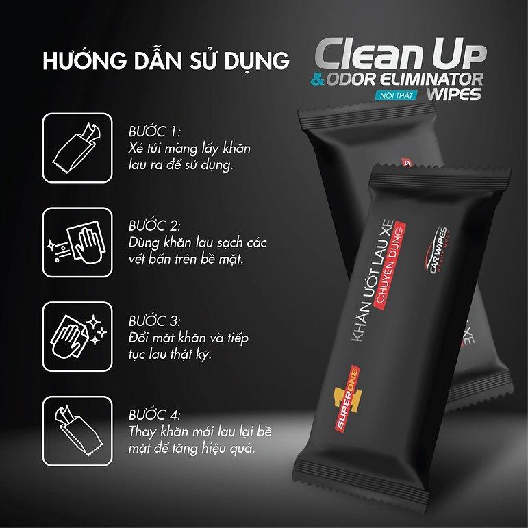 Khăn Ướt Lau Xe Làm Sạch Và Khử Mùi Nội Thất Super One Clean Up and Odor Eliminator Wipes – Internal