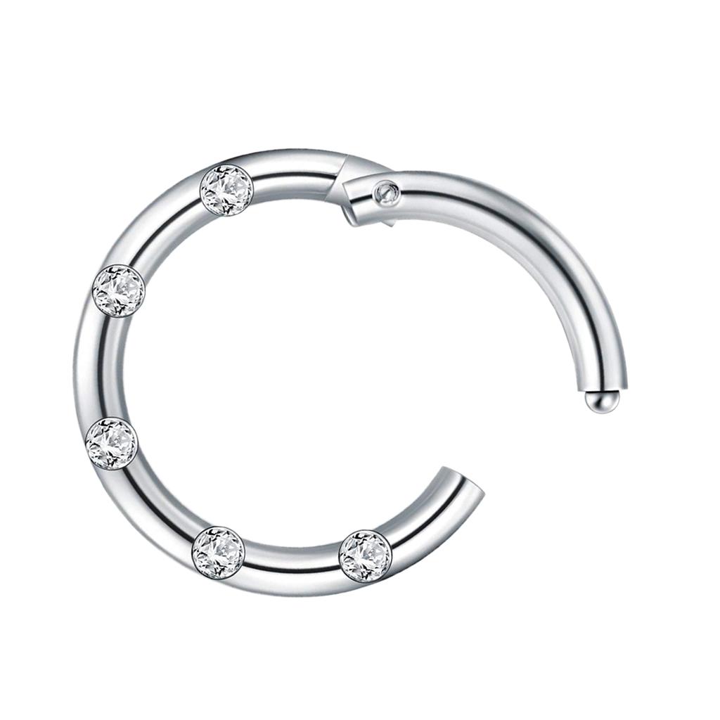 2 Pieces Seamless Hinged Nose Ring with Rhinestone Body Jewelry 16G 1.2x8mm