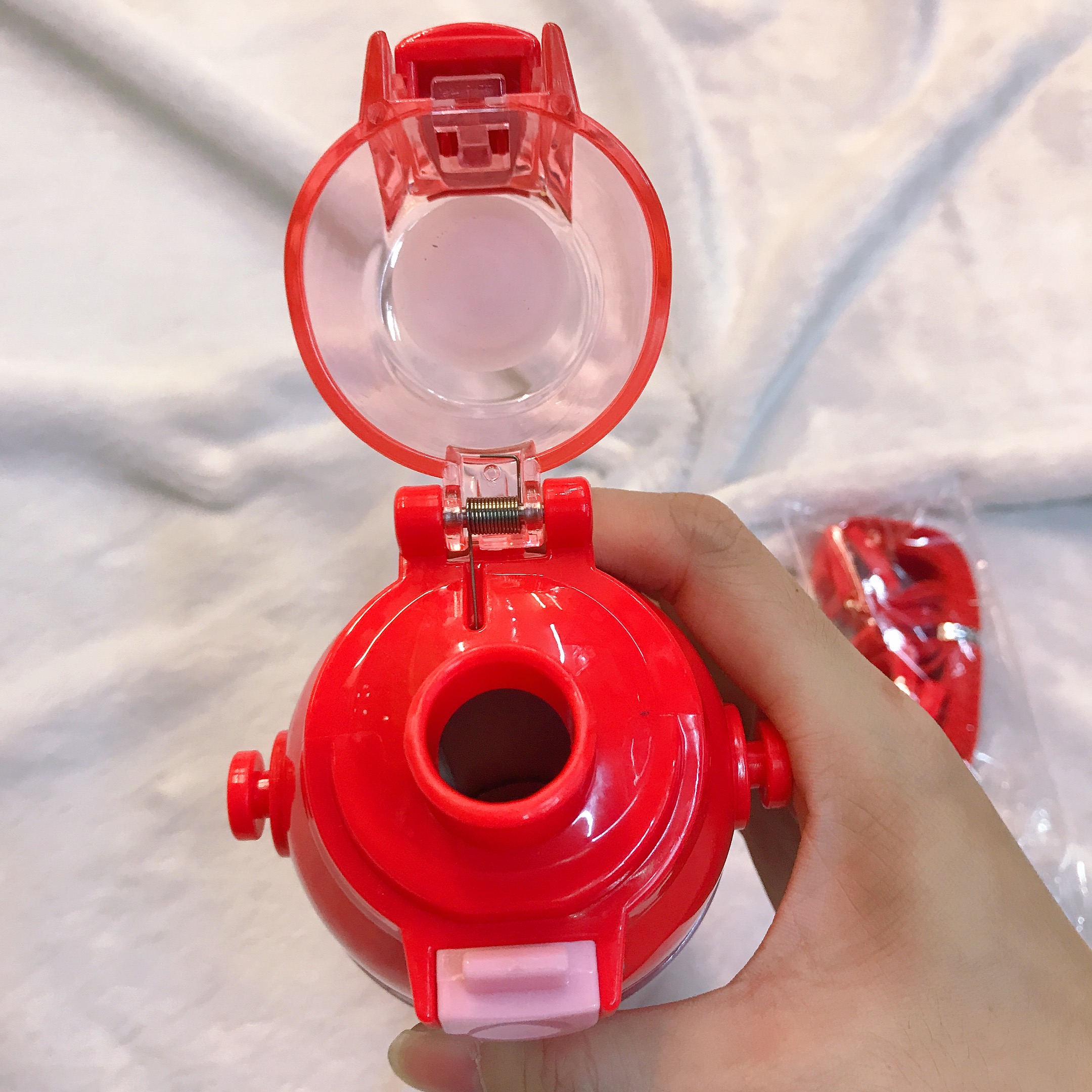 Bình nước giữ nhiệt hình mèo Kitty tưới cây nắp trong suốt màu đỏ cho trẻ em, bé gái -  - KT3654D