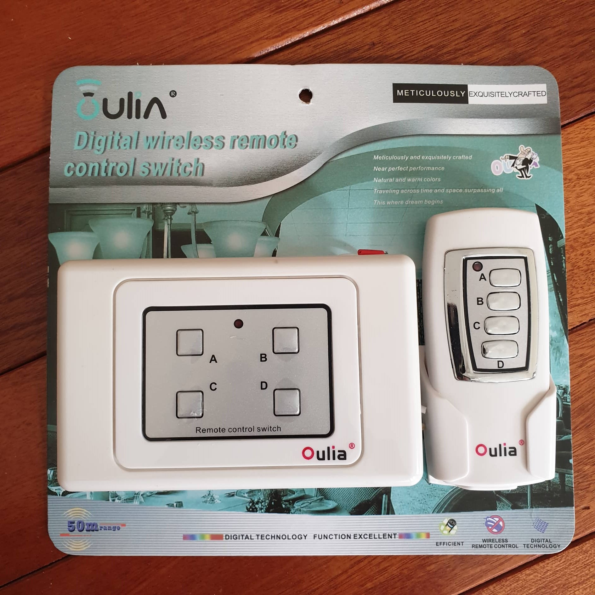 Bộ Công tắc điều khiển 4 thiết bị - Oulia digital wireless remote control switch