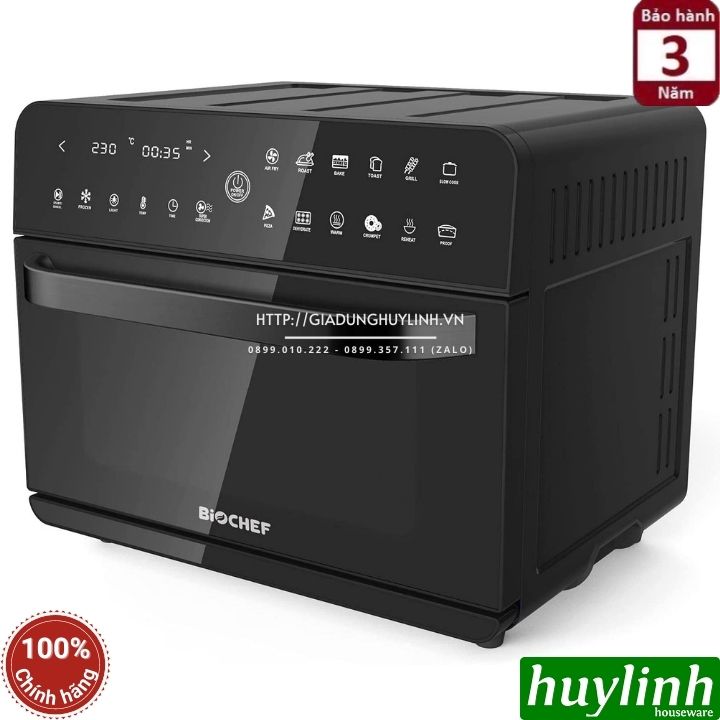 Nồi chiên không dầu điện tử Biochef AU25 - Công suất - 1800W - Dung tích 25 lít - 12 chức năng cài sẵn - Tặng bao tay chống bỏng - Hàng chính hãng