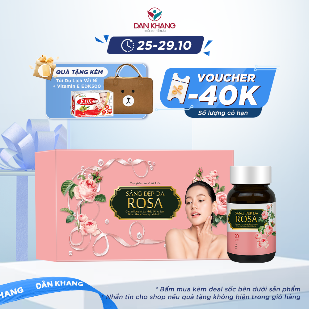 Viên Uống Sáng Da Rosa Bổ Sung Collagen Giúp Da Mịn Màng Căng Mướt 2 Hộp 60 viên