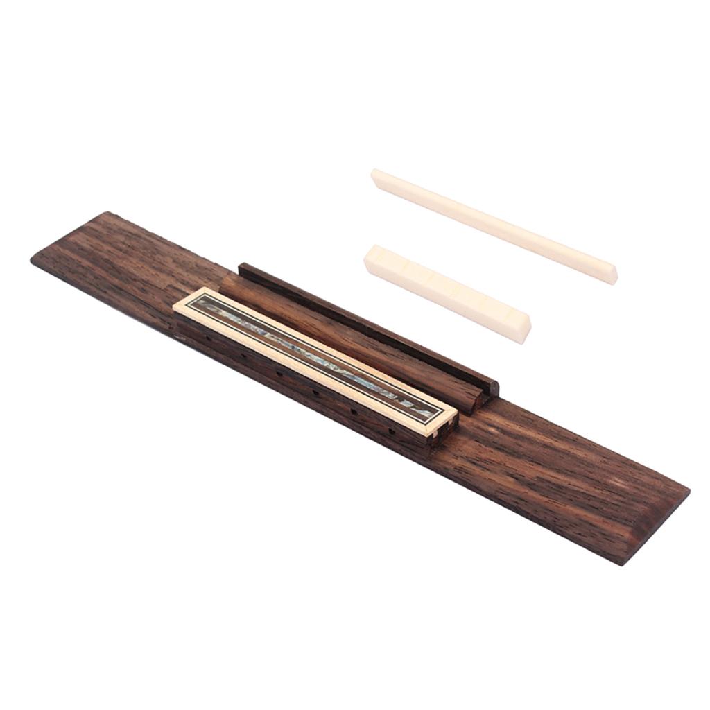 Set of Rosewood Guitar Bridge&Bone Saddle&Bone Nut for Acoustic Guitar Parts