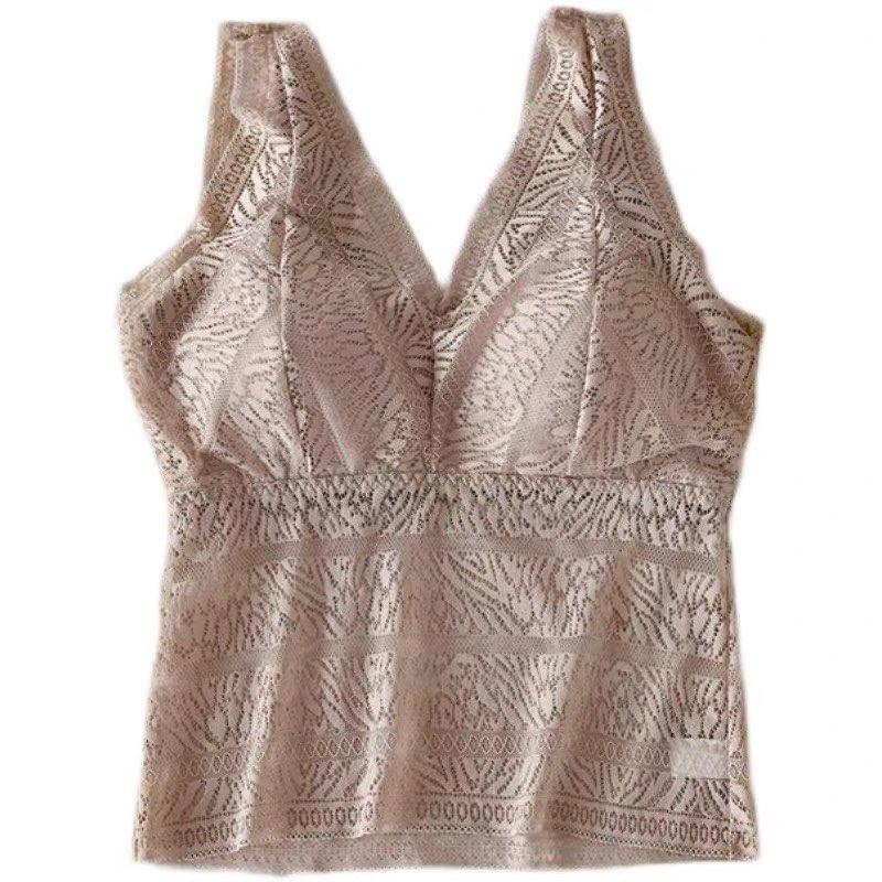 M187. Áo 2 dây ren sẵn đệm ngực kiểu nữ sang chảnh, áo ren mặc trong vest dáng dài