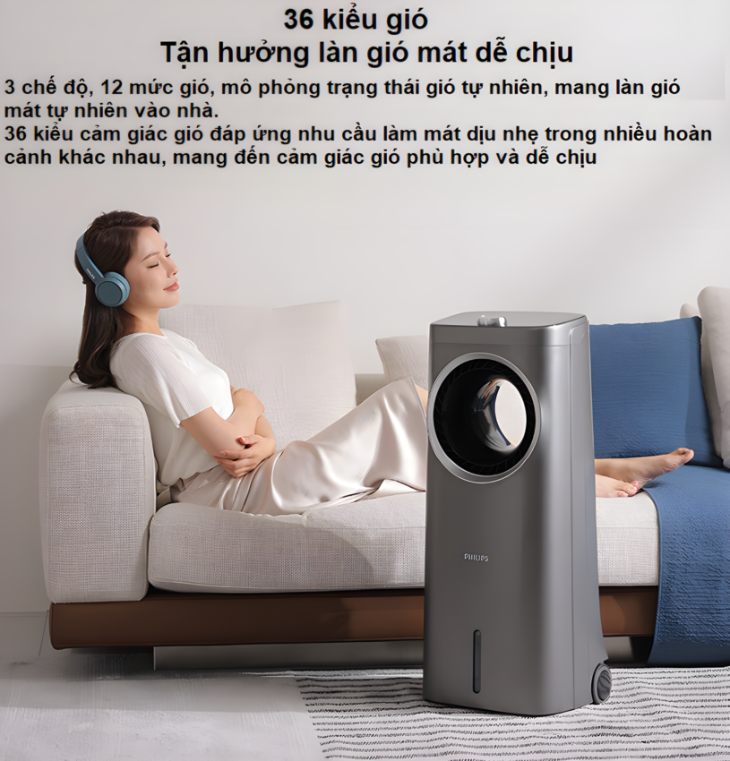Quạt không cánh phun sương tạo ẩm kiêm lọc không khí ion âm và khử khuẩn UV thương hiệu Hà Lan Philips ACR4246X Serial 4000 - Hàng nhập khẩu