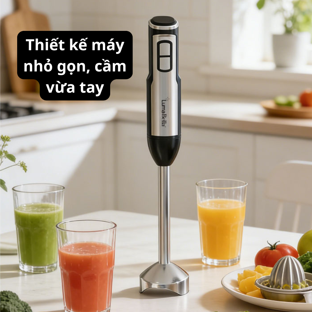 Máy xay cầm tay đa năng Lumabella LB-52036 công suất 1200W, lưỡi dao sắc bén xay nhuyễn thực phẩm - HÀNG CHÍNH HÃNG