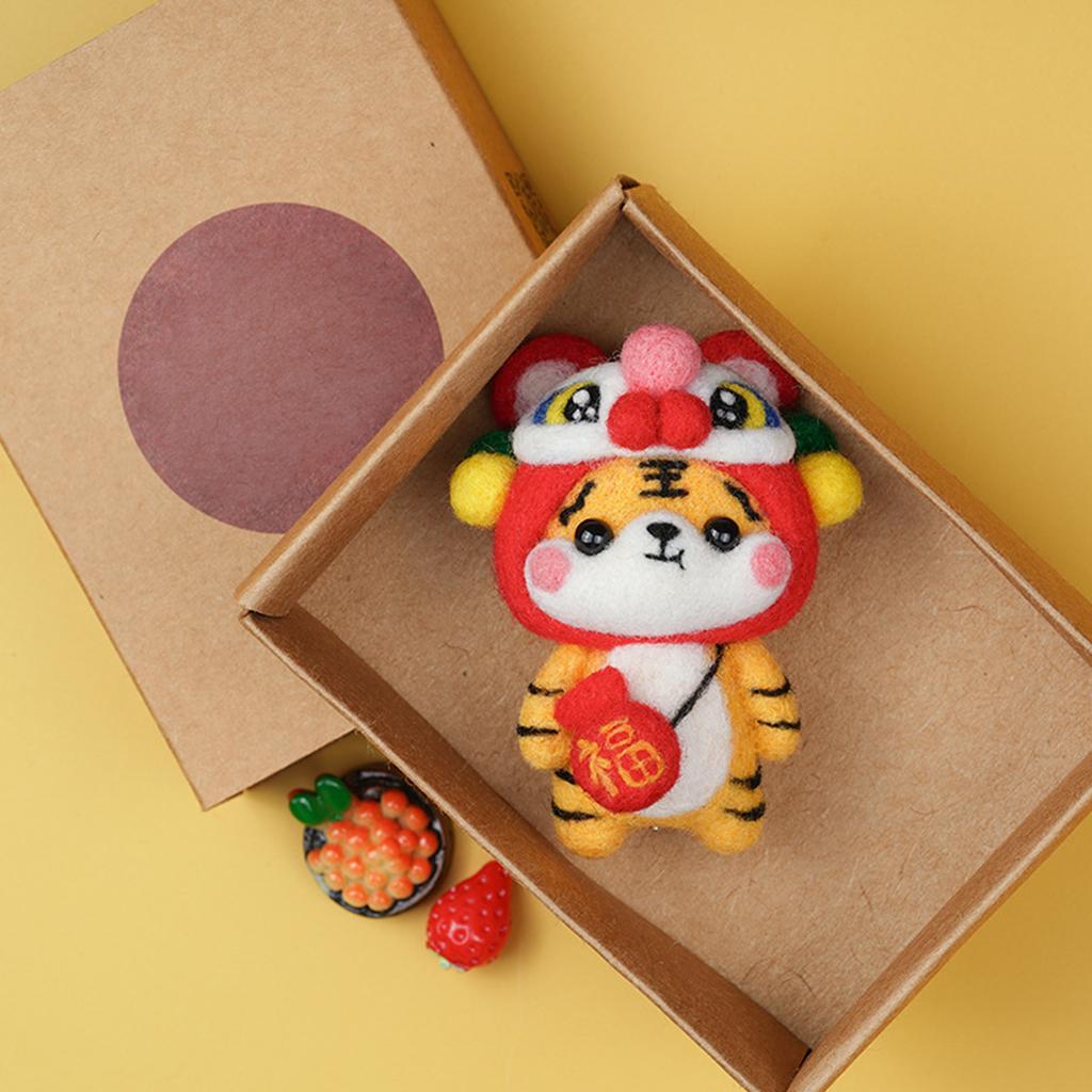 2x Wool Needle Felting Needle Felting Starter Kit Wool Felt Lovelty DIY Tigers Doll Making for Kids&Adults