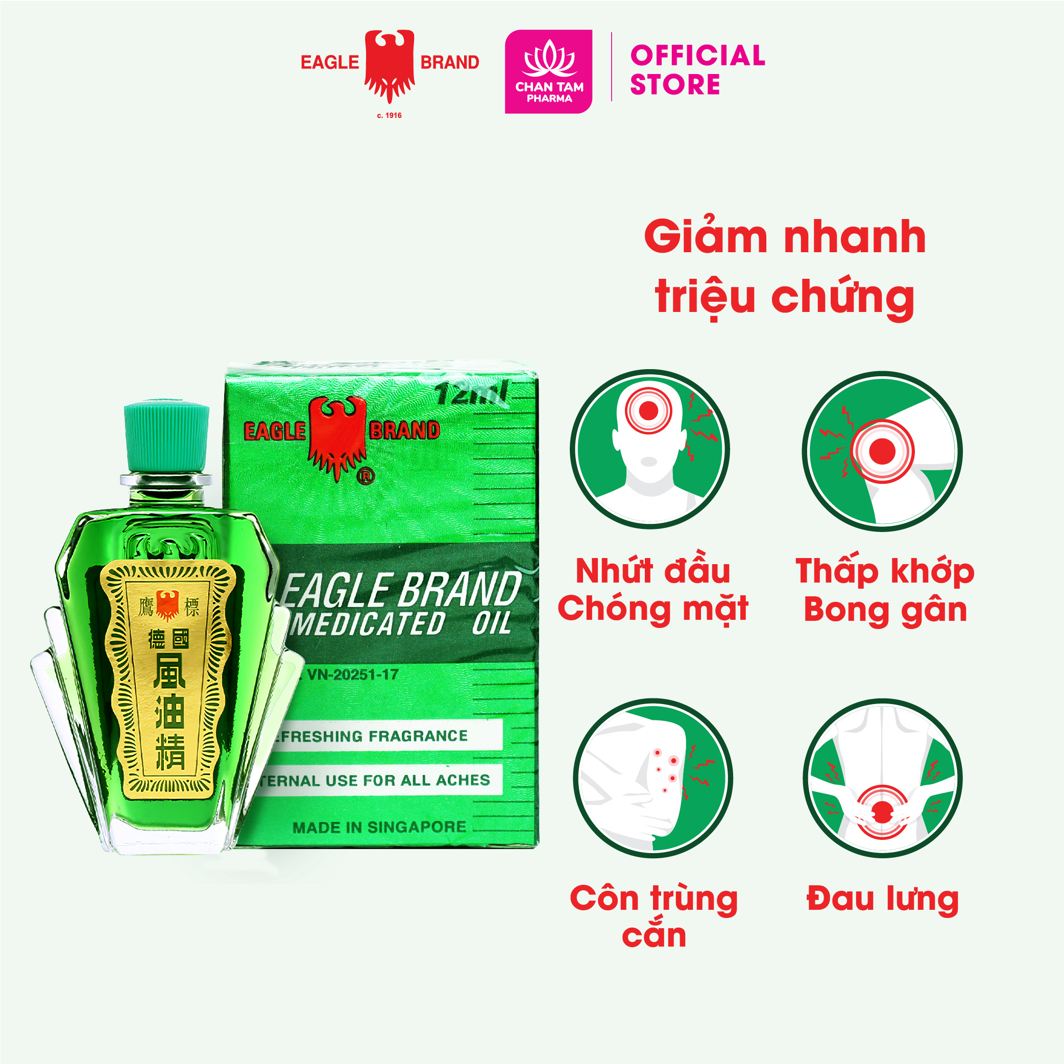 COMBO 2 LỌ 12ML - Dầu Gió Xanh Con Ó Eagle Brand