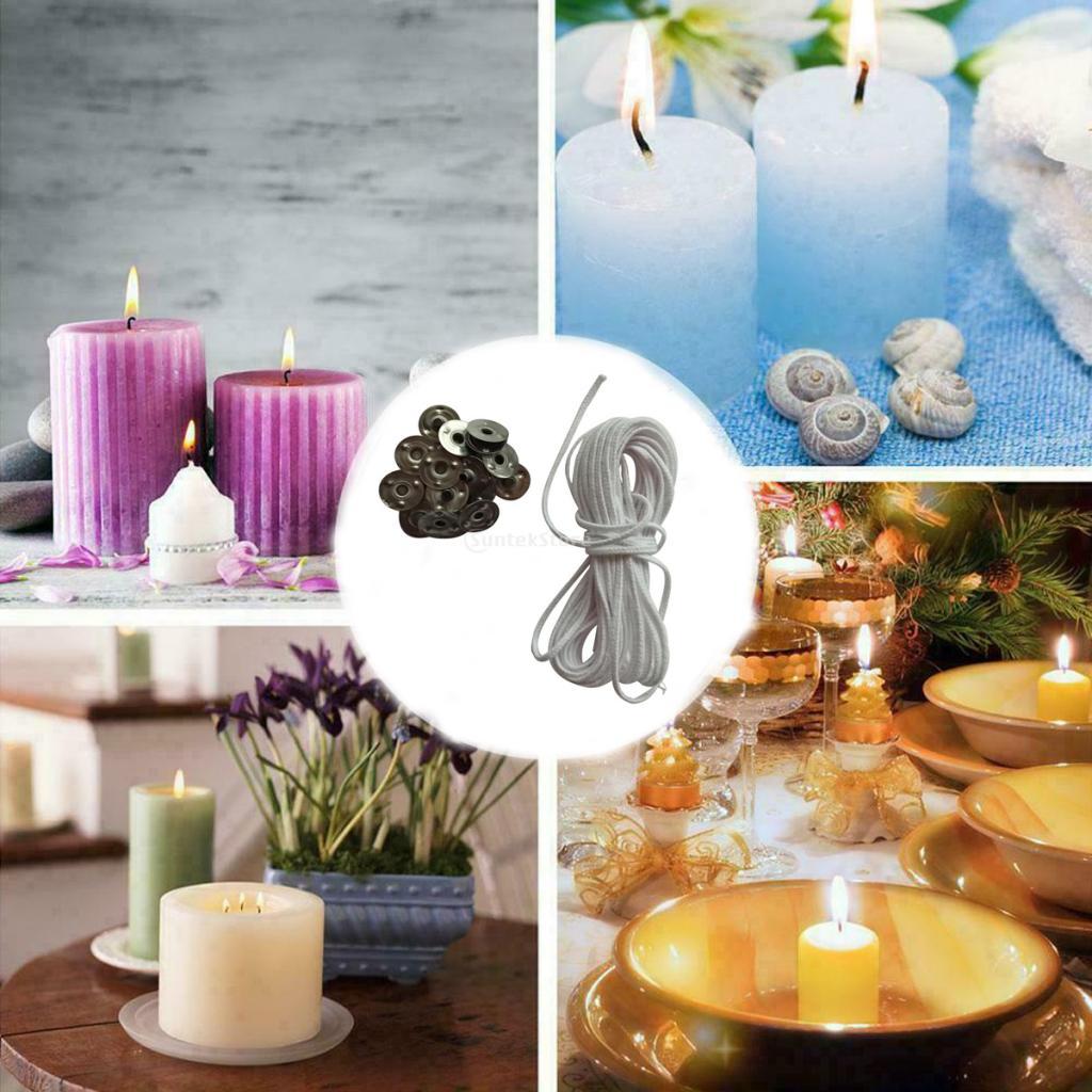 2x5m Cotton Candle Wicks Core with 20pcs Metal Sustainers for Candle Making
