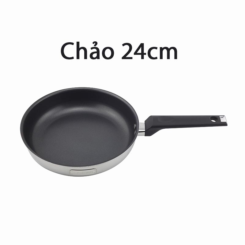 Bộ nồi chảo inox 3 lớp đáy liền cao cấp Elmich Trimax XP (Quánh 16, nồi 20, chảo 24cm)