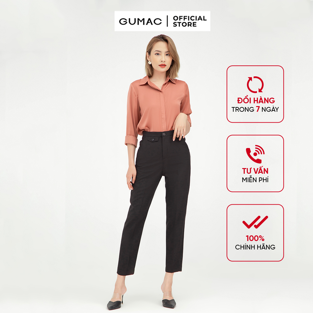 Áo sơ mi nữ giấu nút thiết kế công sở thanh lịch GUMAC AB534