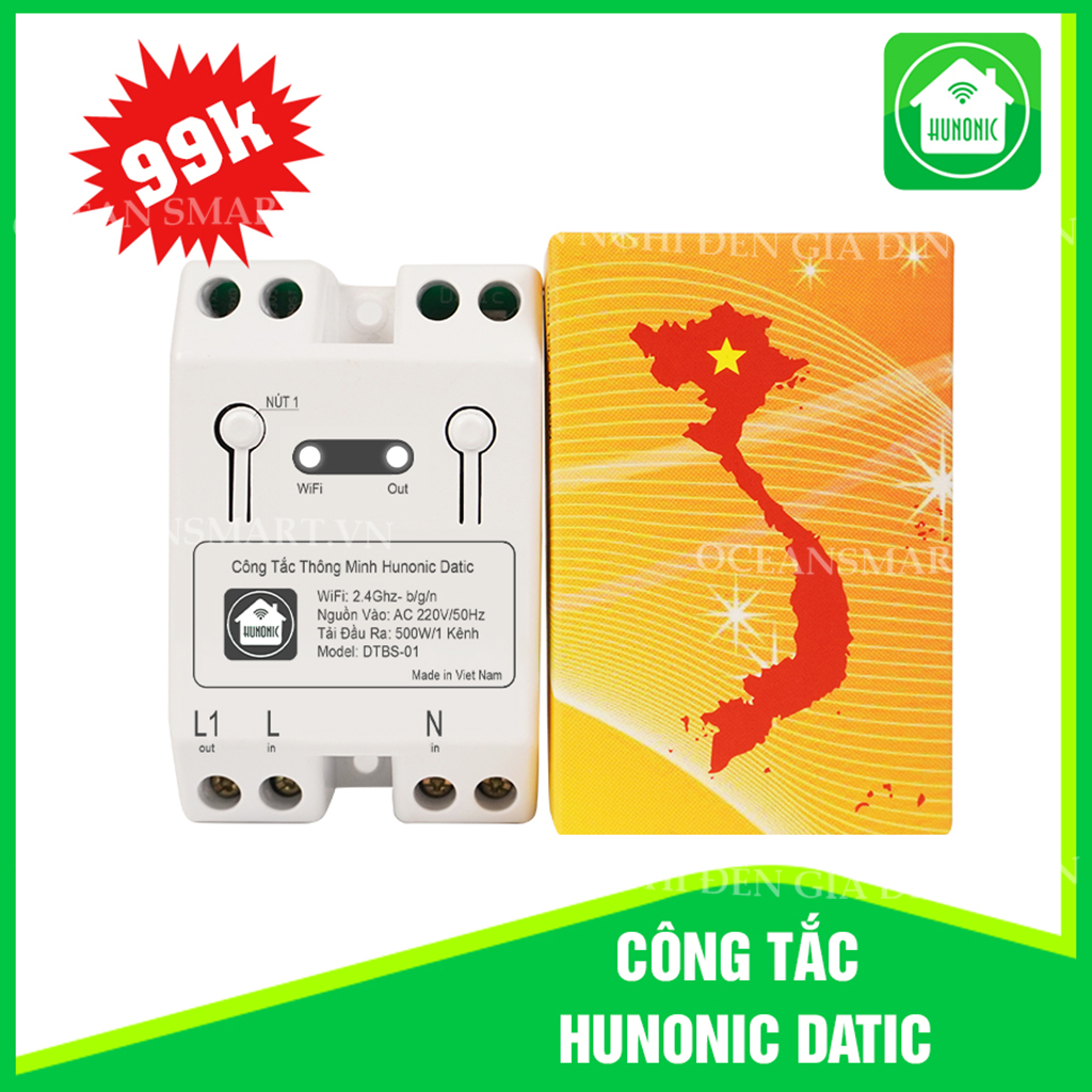 Công Tắc Thông Minh, Công Tắc Wifi Giá Rẻ Hunonic Datic Basic - DTBS01