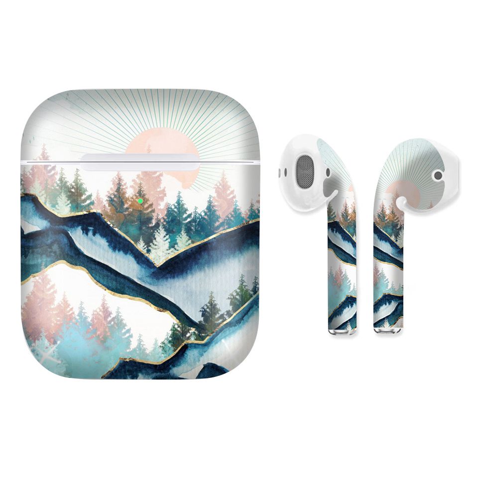 Miếng dán skin chống bẩn cho tai nghe AirPods in hình giả sơn mài - GSM108 (bản không dây 1 và 2)