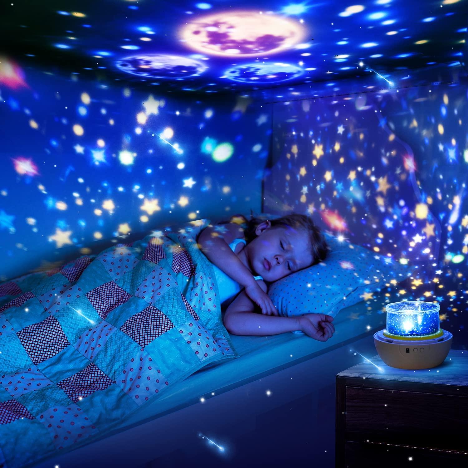 Máy chiếu bầu trời ánh sáng đêm trẻ em, hệ mặt trời Đêm Đèn 360 ° Xoay