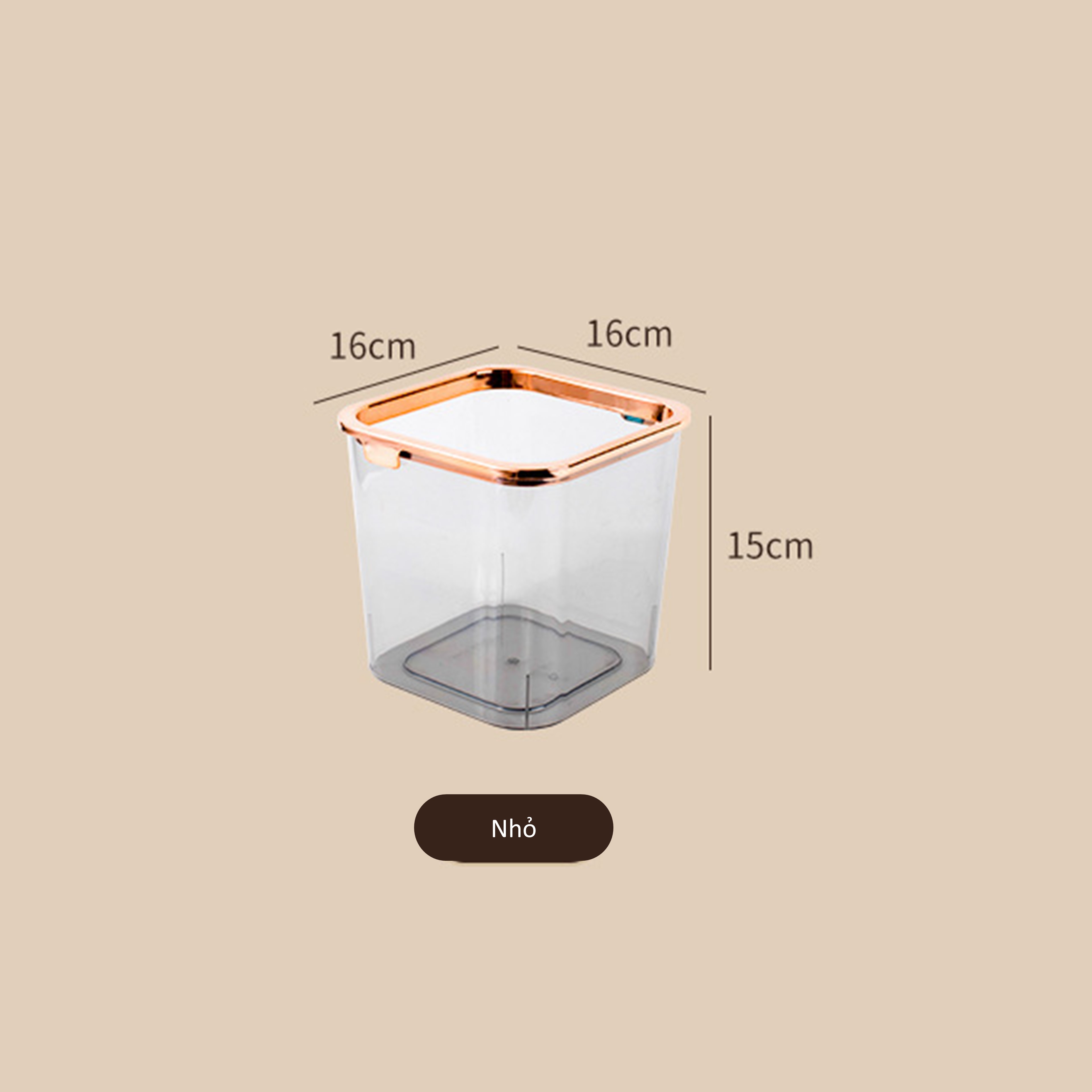 Thùng rác vuông nhựa PET cứng trong suốt - Chịu lực chịu nhiệt tốt - Thiết kế tinh tế sang trọng - Màu trắng - Nhỏ - Lớn