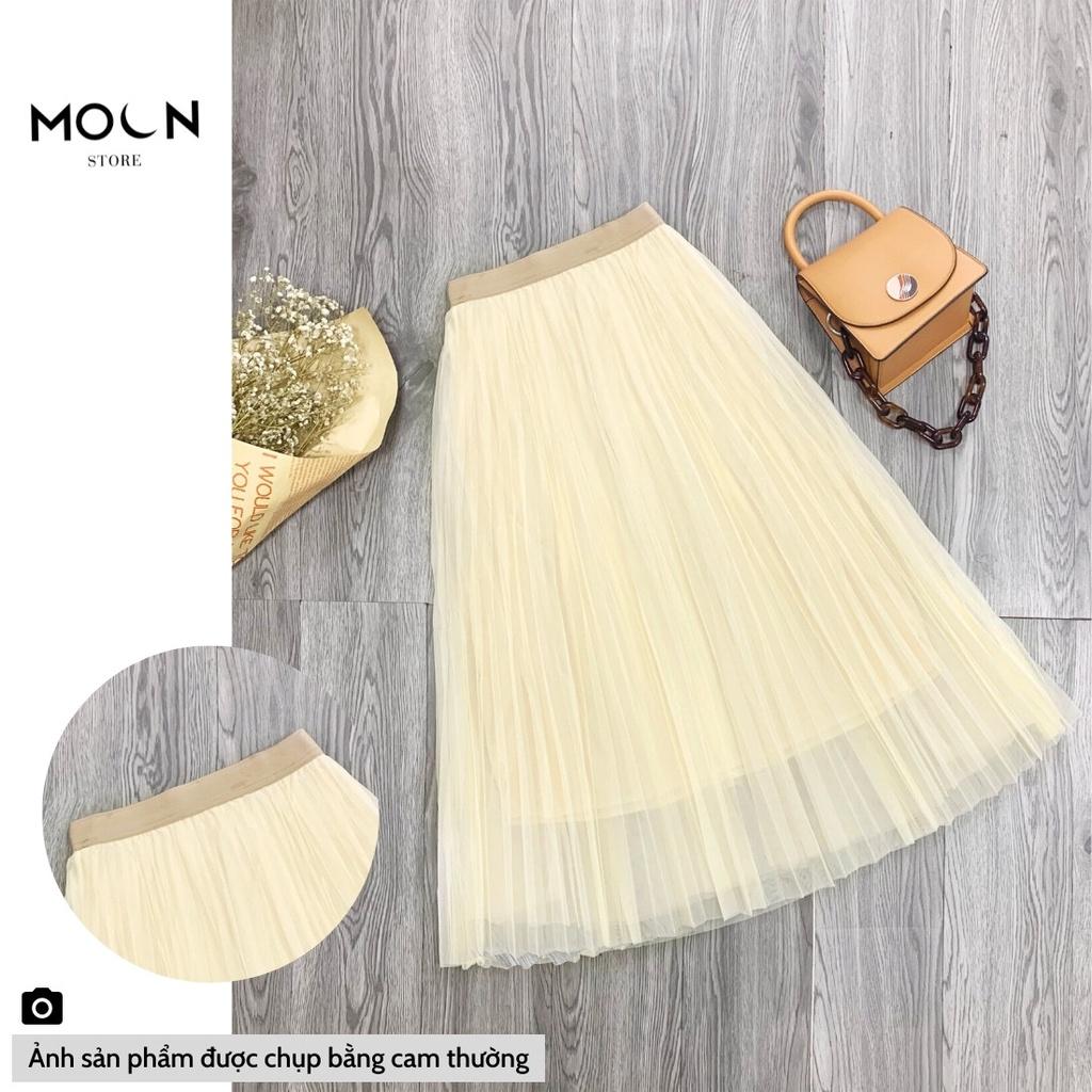 Chân váy dập lưới phối thắt lưng da sang trọng dễ phối đồ 3 lớp dày dặn đầm công sở nữ MCV334 MOON STORE