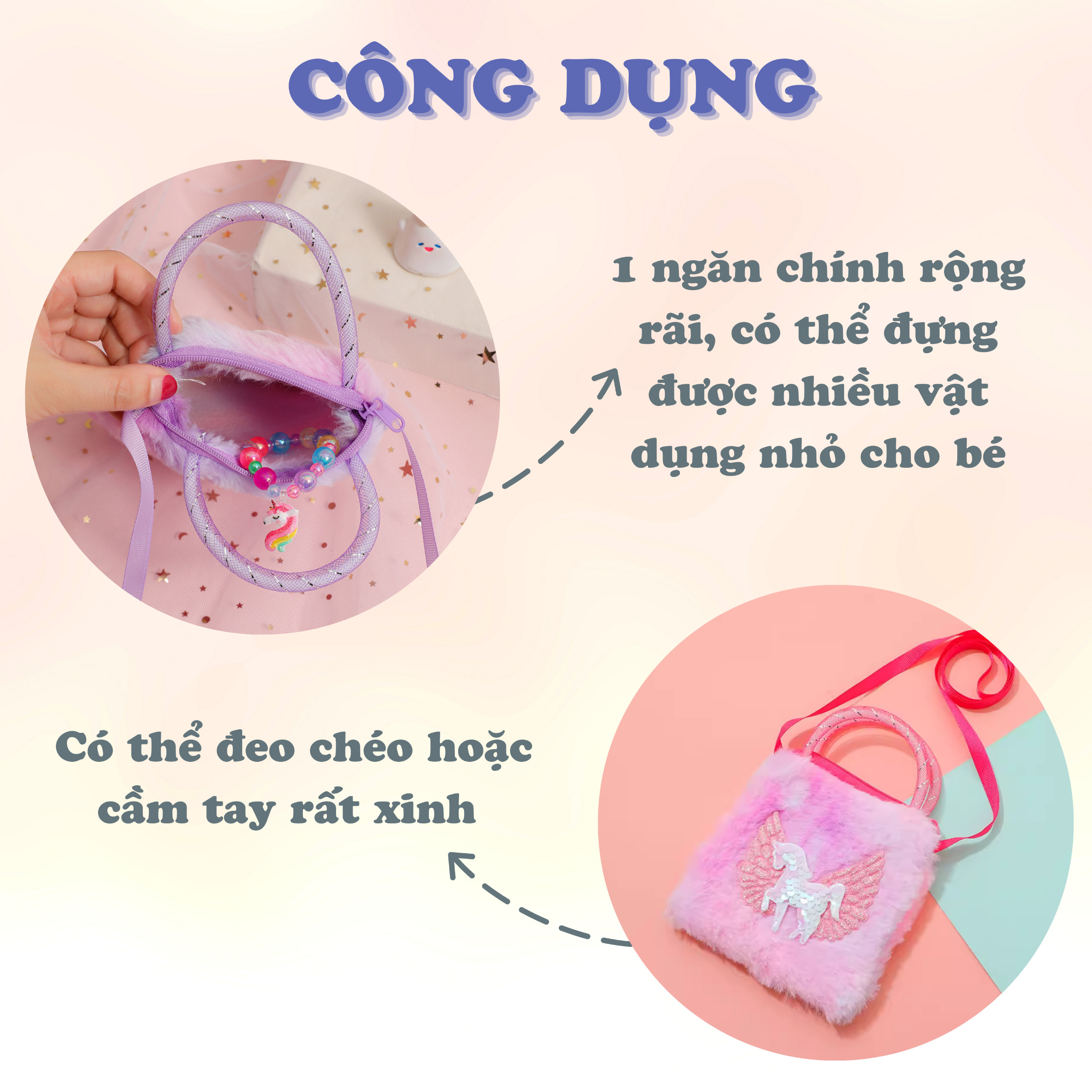 Túi đeo chéo cho bé phong cách Hàn Quốc Baby-S, Túi xách cho bé gái hình chú kỳ lân phối màu xinh yêu - STX042