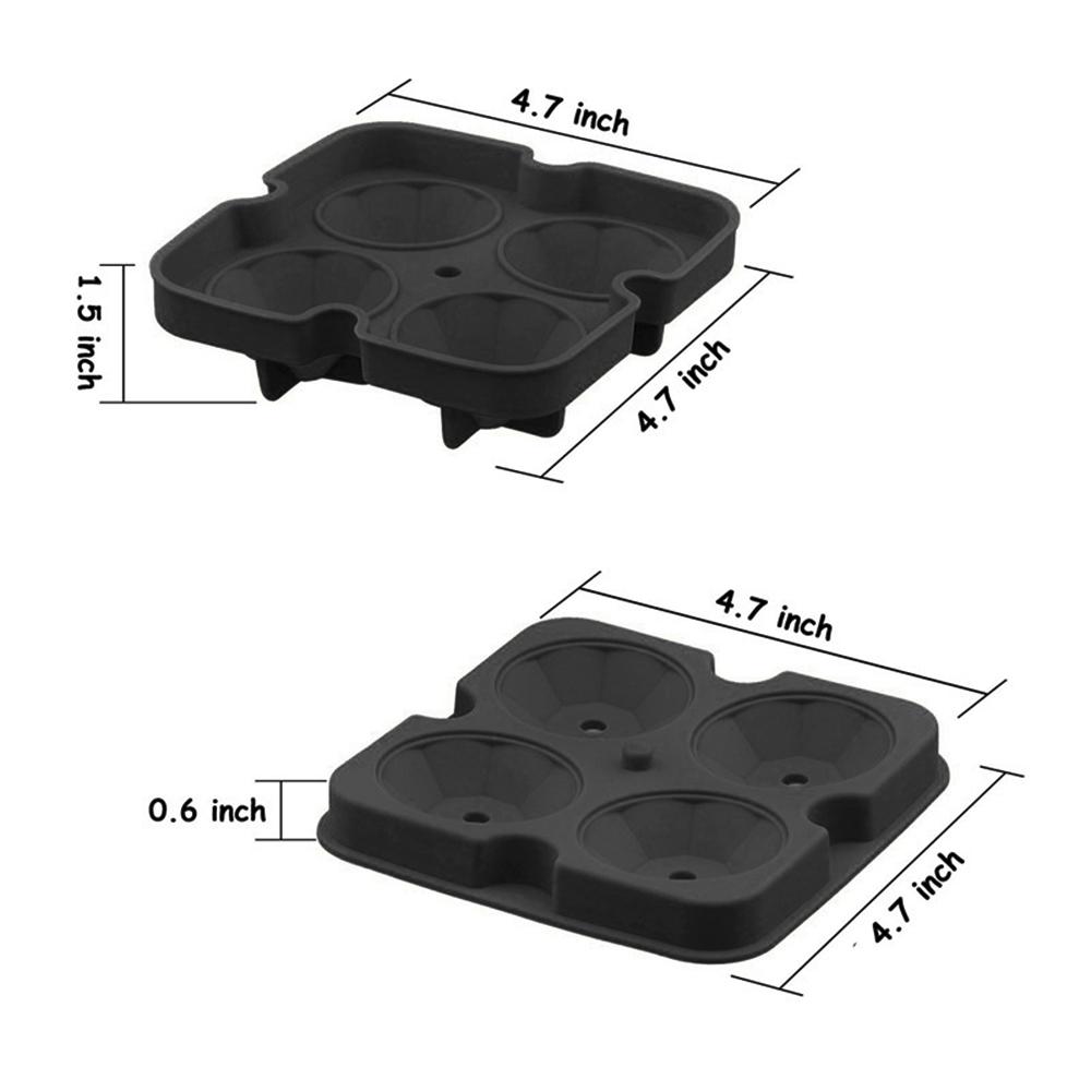 Khay làm đá bằng silicon 4 khoang tạo hình khối kim cương dùng trong pha chế Cocktail