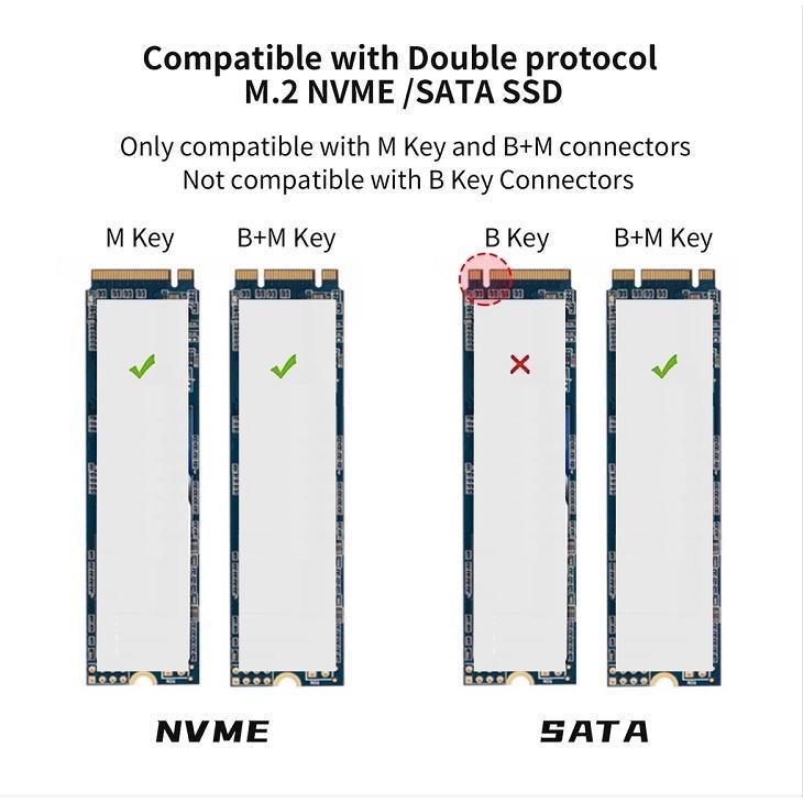 Hộp Đựng Ổ Đĩa Cứng SSD M.2 NVME SATA USB C Gen2 10Gbps PCIe NGFF SSD 2242 2260 2280 M.2 SSD