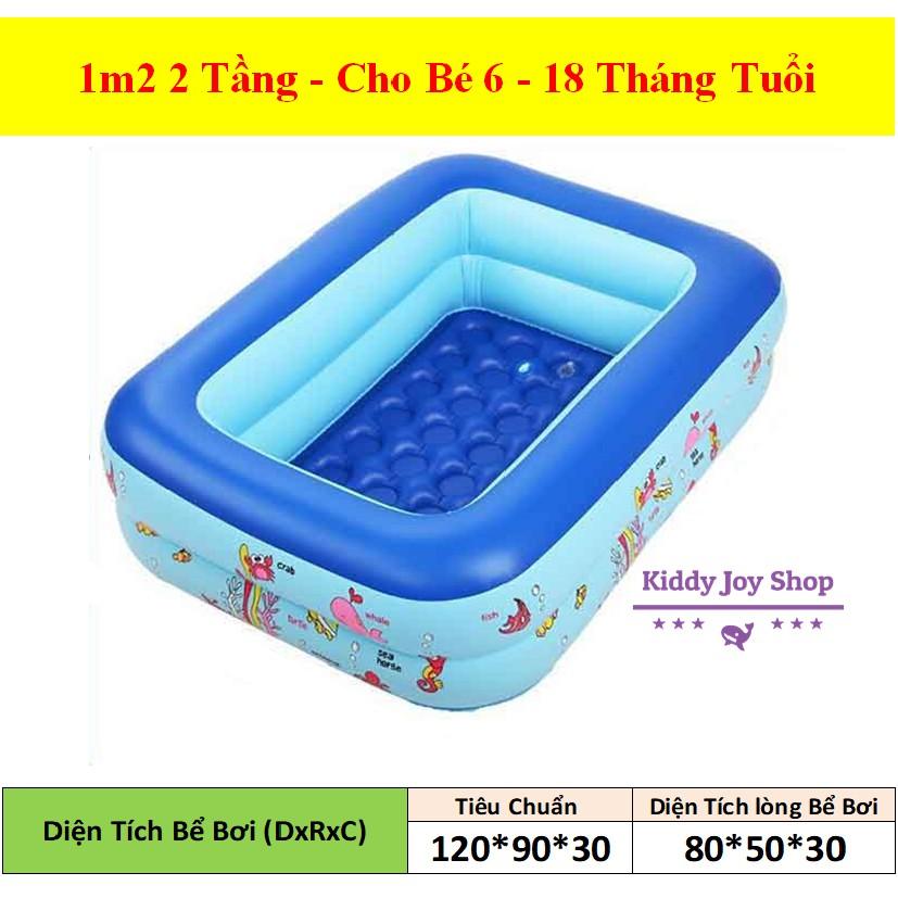 BỂ BƠI PHAO CHO BÉ 1M2 1M3 1M5 2M1 3 Tầng Có Đáy Chống Trượt màu xanh màu hồng )