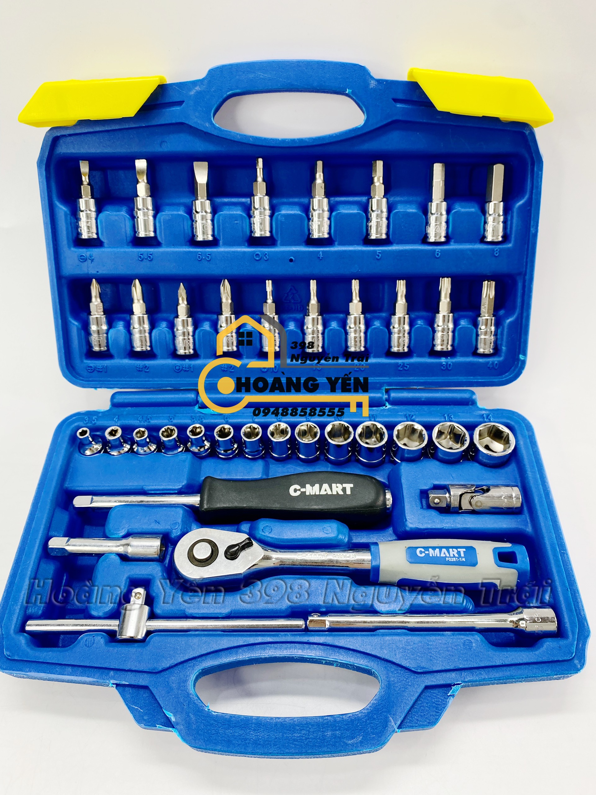 Bộ dụng cụ đa năng đầu tovit đầu tuýp 38 chi tiết chính hãng C-MART