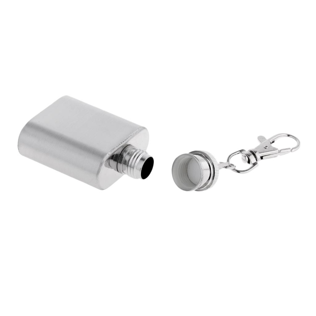 Mini Pocket Hip Flask Key   Keychain Stainless Steel Liquor Barware 28ml