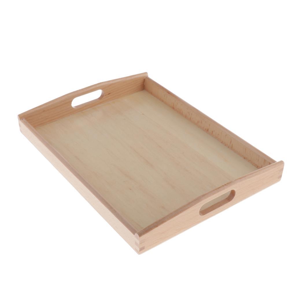 3 Pieces Montessori Teaching Aids Beech Wooden Tray with Small Hole S/ M /L