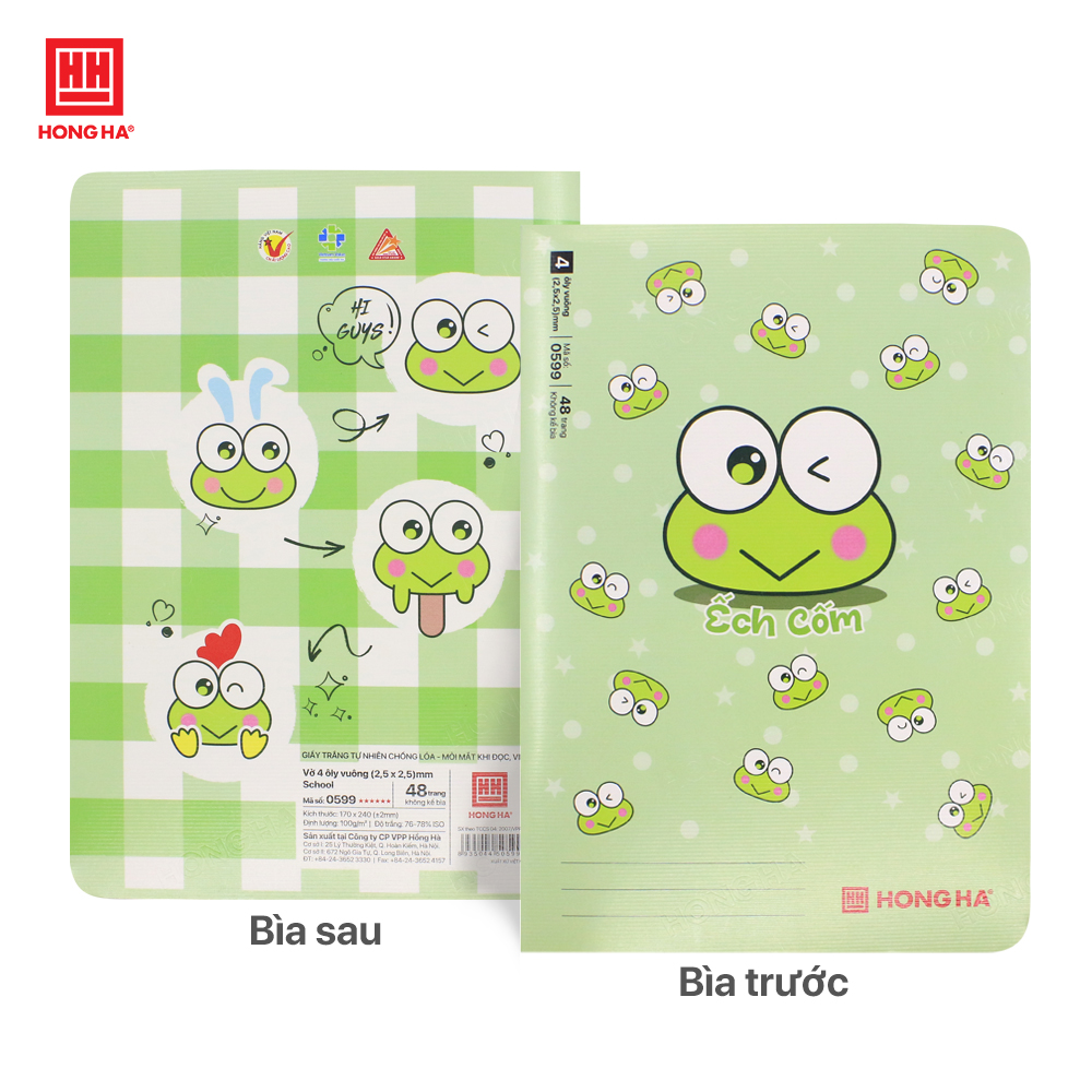 Vở 4 ô ly 48 trang Hồng Hà Ếch cốm định lượng 100gsm - 0599