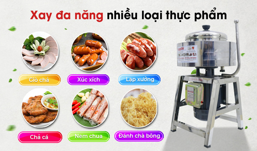 Máy Xay Thịt Làm Giò Chả Ruốc, Xay Cua, Xay Cá NEWSUN 2 Kg/ Mẻ, Inox Cao Cấp - Phù Hợp Với Mô Hình Kinh Doanh Nhỏ - Hàng Chính Hãng