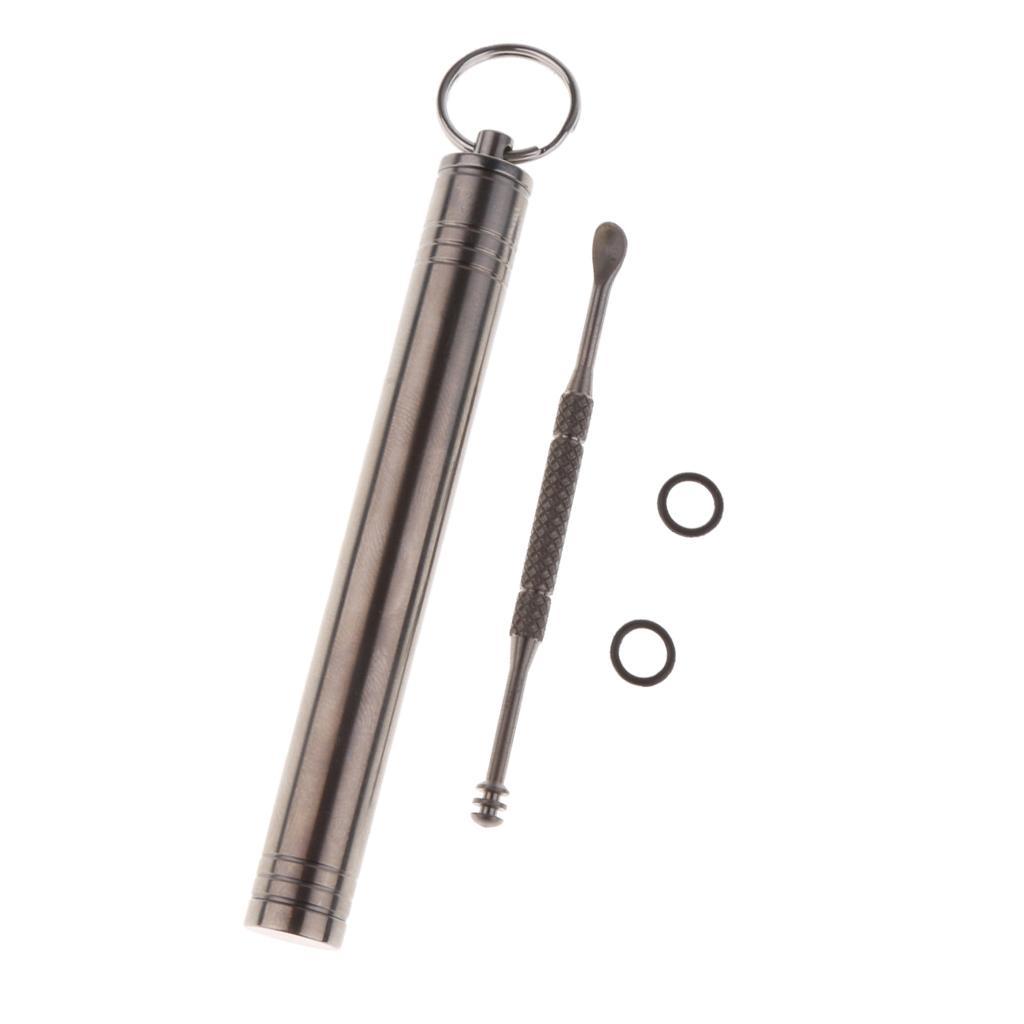 Pocket Titanium Alloy Camping Toothpick Box Ear Pick Holder with Ear Pick for Outdoor Activities