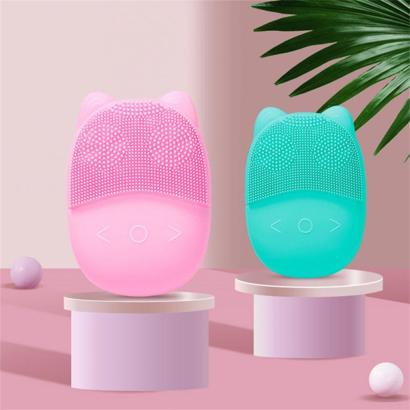 Mèo Paw Dễ Thương Silicone Điện Làm Sạch Da Mặt Bàn Chải Giặt Mini Máy Mát Xa Bàn Chải Đầu Đen Làm Sạch Lỗ Chân Lông Máy Rửa Mặt Chăm Sóc Da