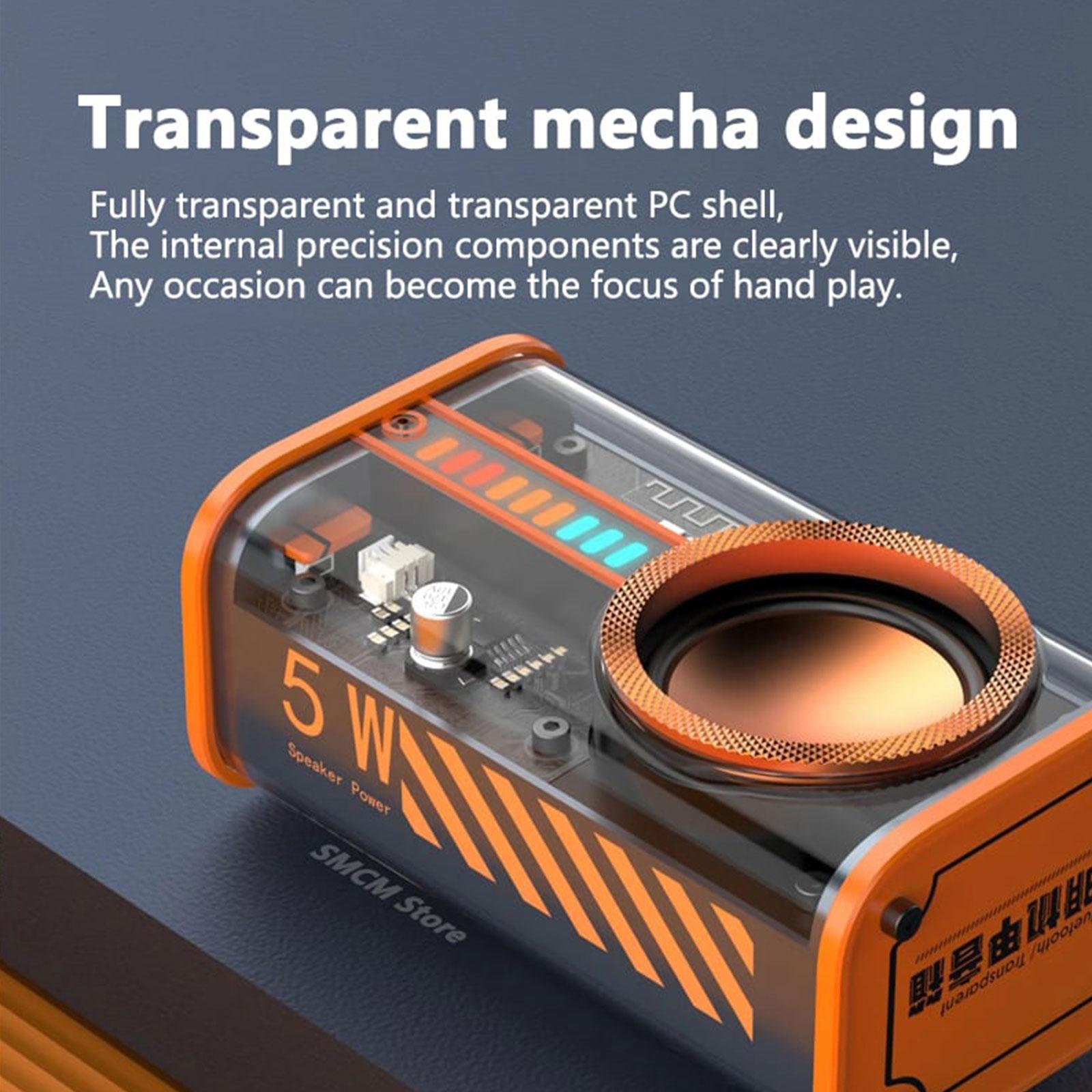 K07 Loa Bluetooth không dây Mecha trong suốt Âm thanh ánh sáng Rhythm Loa siêu trầm TVS Stereo Cyberpunk Music Center Cuộc gọi rảnh tay Màu sắc: Trong suốt