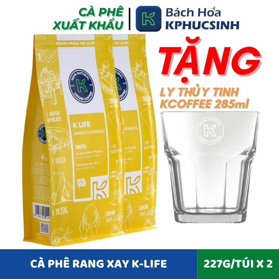 Combo 2 Túi Cà Phê Rang Xay Xuất Khẩu K Life Thương Hiệu K Coffee (227G/Gói)