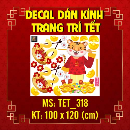 DECAL TRANG TRÍ TẾT CHÚC MỪNG NĂM MỚI NHÂM HỔ GÁNH TÀI LỘC