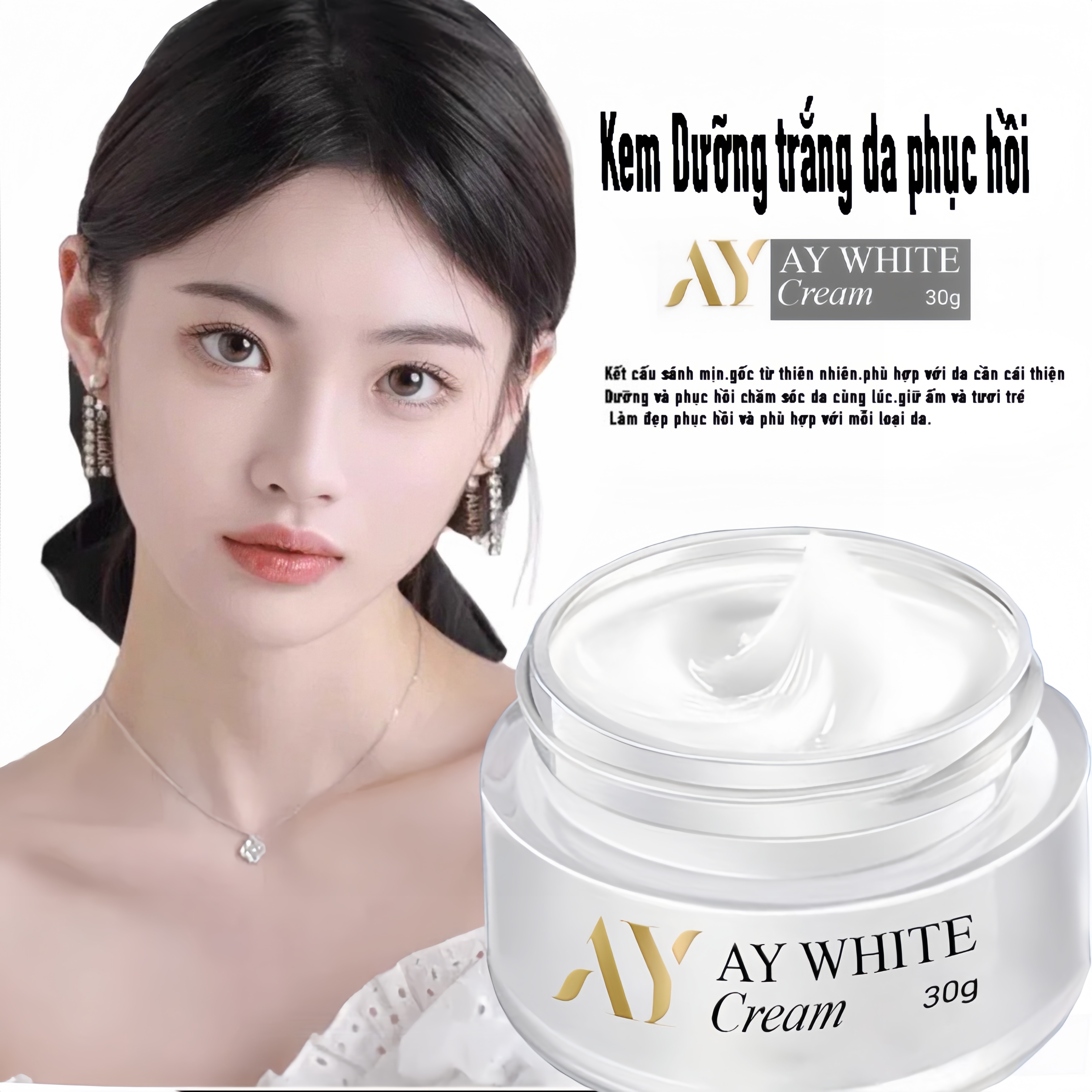 Kem AY WHITE cream -Kem Dưỡng Trắng da, mờ thâm nám năng tone 30g, thương hiệu AY cosmetics.8938545334026