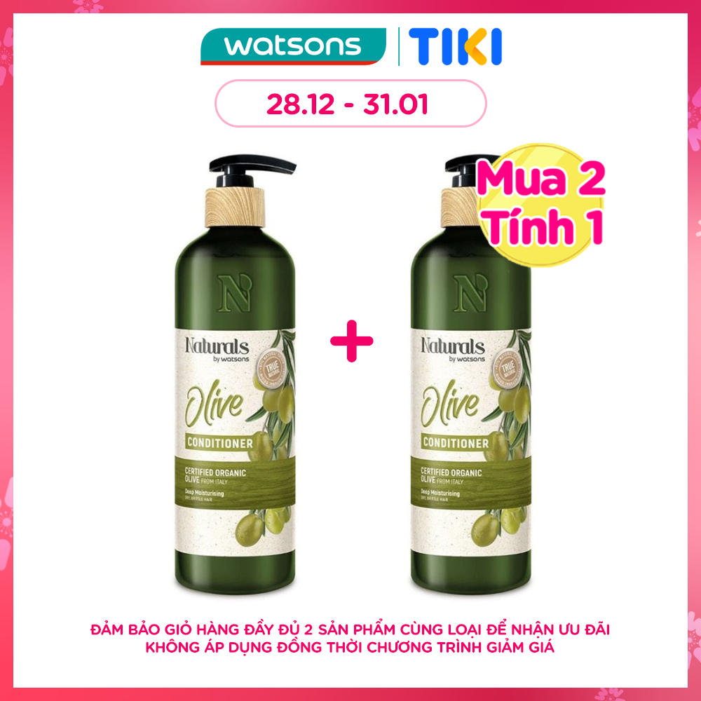 Dầu Xả Naturals By Watsons True Natural Chiết Xuất Olive Dưỡng Ẩm 490ml