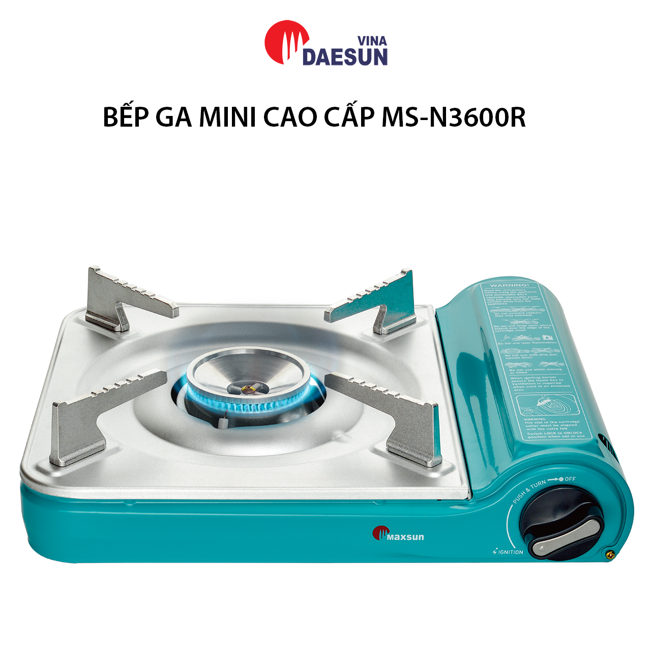 Bếp Ga Mini Maxsun MS-N3600R - Công Suất 2900W | Nhôm Nhẹ Cao Cấp - Inox Chổng Rỉ | Bảo Hiểm Chống Nổ | Hàng Chính Hãng