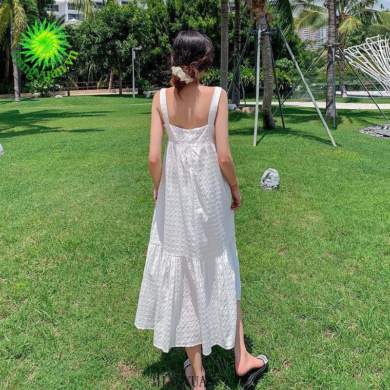 Đầm Dây Nữ Cộc Tay Eo Thả Xếp Ly Thời Trang Hàn