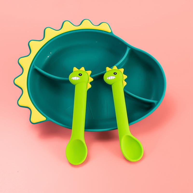 Khủng Long Silicone Bát Ăn Cho Bé Trẻ Em Bộ Đồ Ăn Kèm Thìa Cho Bé Ăn Tối Bé Tấm Bát