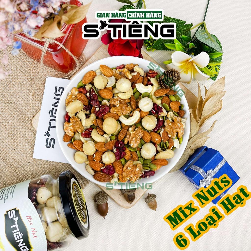 500Gr Hạt Dinh Dưỡng STIENG Mix Nuts 6 Loại Hạt Sấy Chín, Ngủ Cốc Granola Ăn Kiêm Giảm Cân,Macca, Hạnh Nhân, Óc Chó, Hạt Điều, Hạt Bí...
