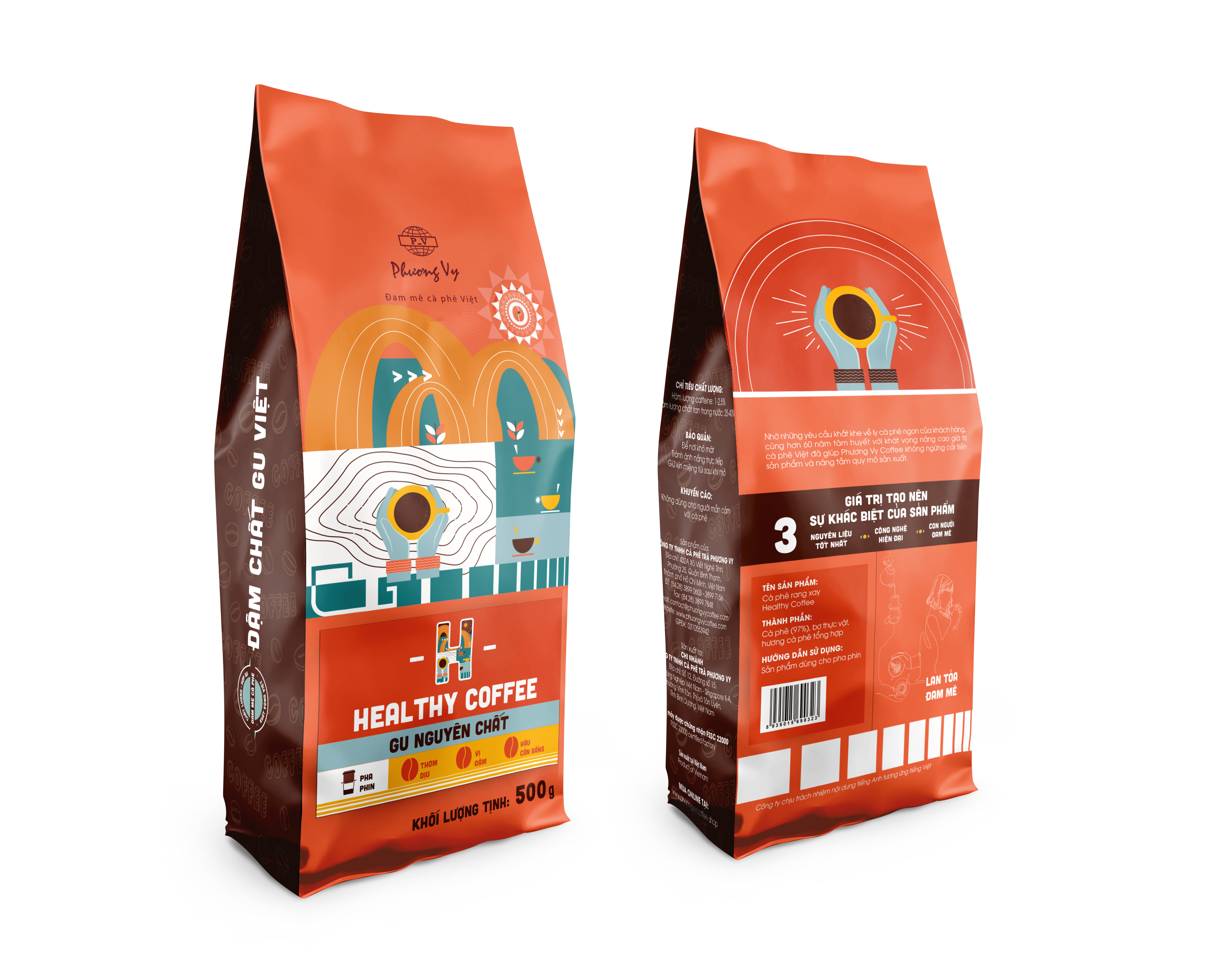 Cà Phê Rang Xay - Healthy Coffee - Cà phê pha phin - Cà phê pha máy - Phương Vy Coffee - 500g Mới